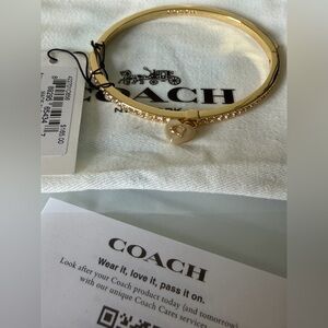 Coach Heart Charm champagne pave bangle Bracelet